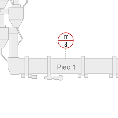 Schemat miejsca pomiaru temperatury w strefie spiekania Schemat miejsca pomiaru temperatury w strefie spiekania
