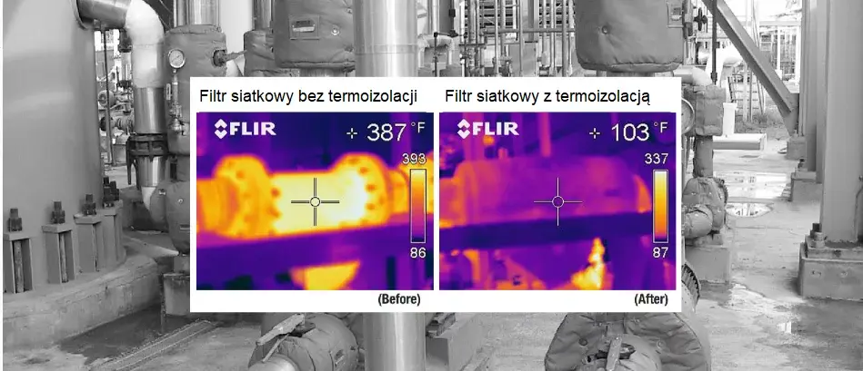 Filtr siatkowy z termoizolacją i bez termoizolacji