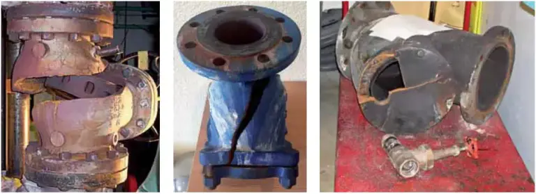 Uszkodzenia armatury wywołane uderzeniami wodnymi Uszkodzenia armatury wywołane uderzeniami wodnymi