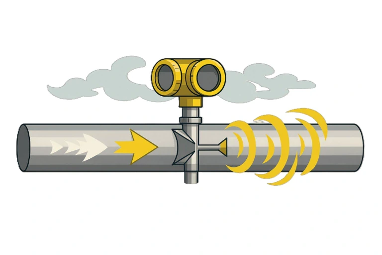 Przepływomierze VORTEX zasada działania - rysunek