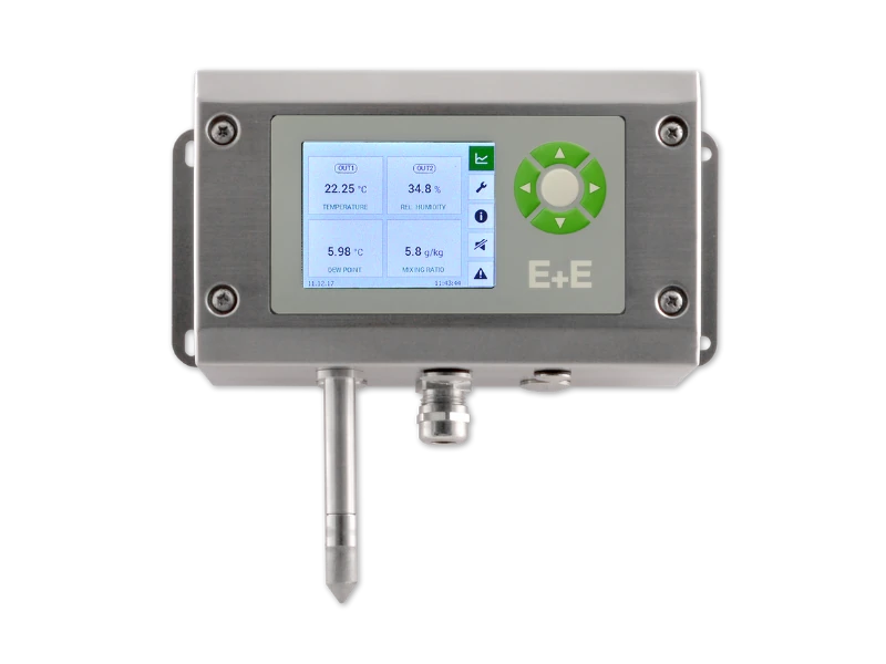 Przemysłowy przetwornik wilgotności i temperatury EE310-T5 dla wysokich temperatur do 200°C w stali nierdzewnej