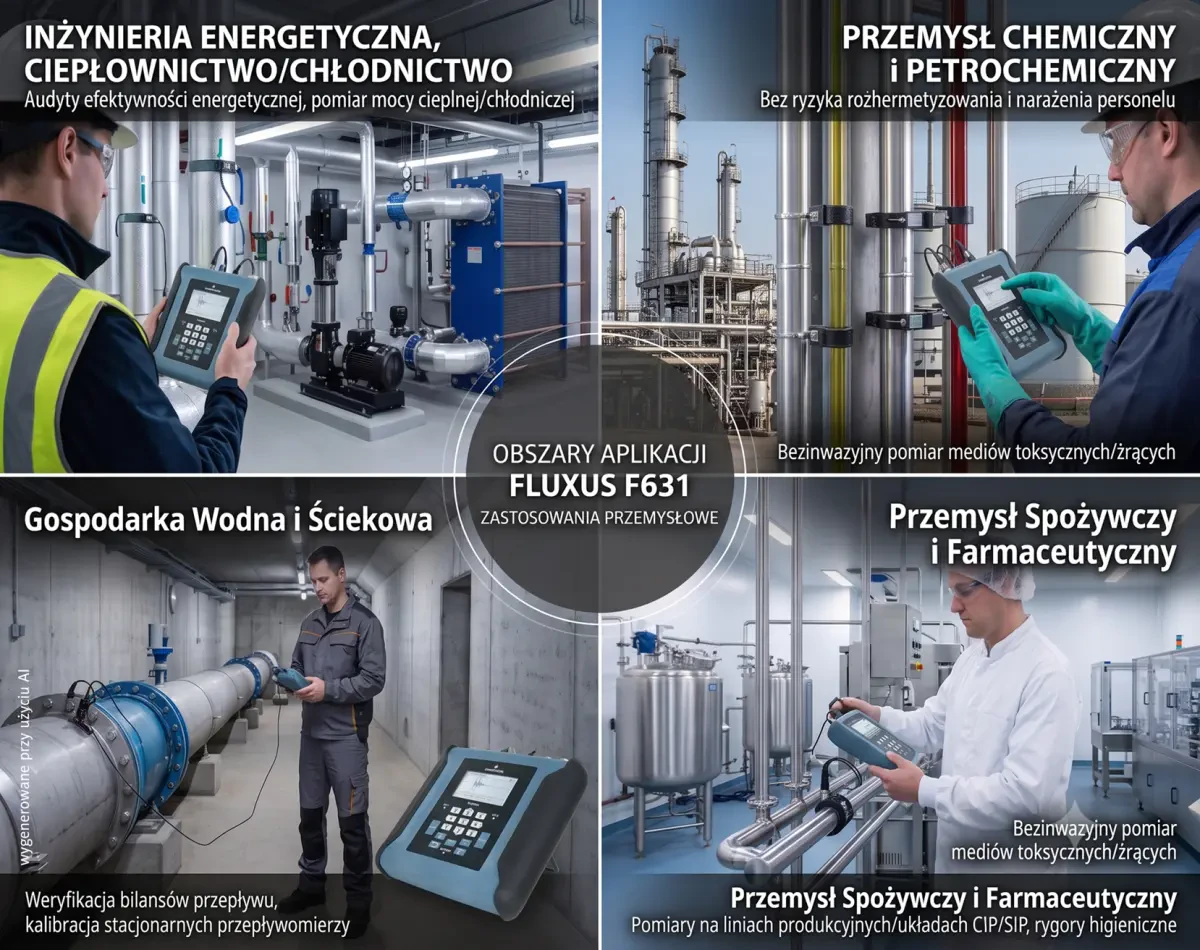 Miernik energii cieplnej clamp-on FLUXUS-F631-zastosowania