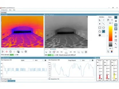 Obraz termiczny i wizyjny w czasie rzeczywistym z pomiarem rozkładu temperatury - Oprogramowanie IMAGEPro z kamery NIR B 2K Glass Obraz termiczny i wizyjny w czasie rzeczywistym z pomiarem rozkładu temperatury - Oprogramowanie IMAGEPro z kamery NIR B 2K Glass