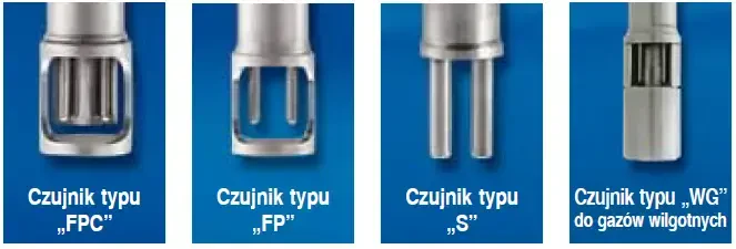 Rodzaje czujników przepływomierza do gazów ST80 Rodzaje czujników przepływomierza do gazów ST80