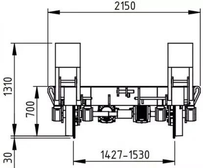 Wymiary wózka kolejowego Wymiary wózka kolejowego