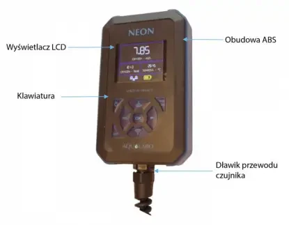 Przenośny miernik pH oraz ORP - widok z przodu Przenośny miernik pH oraz ORP - widok z przodu